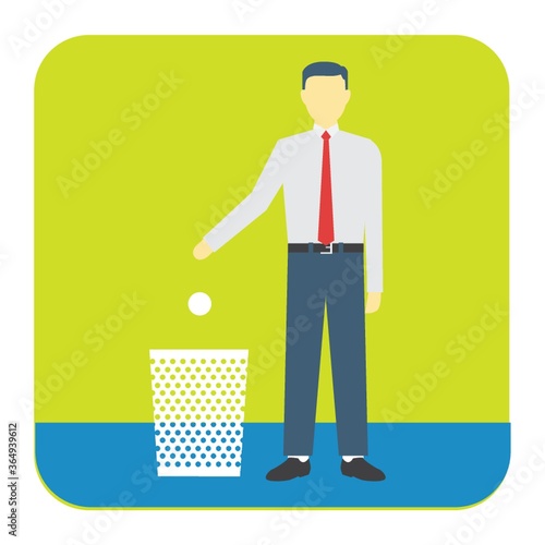 man dropping dust in dustbin