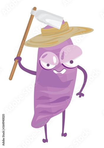 sweet potato holding gardening hoe