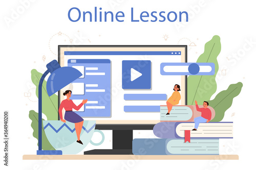 Literature school subject online service or platform. Idea of education