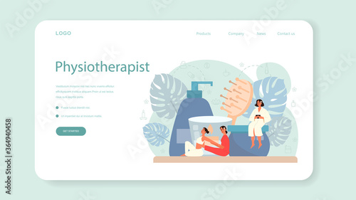 Massage and masseur web banner or landing page. Spa procedure