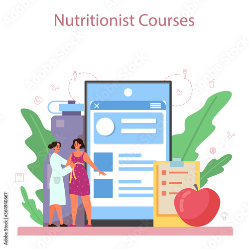 Nutritionist online service or platform. Diet plan with healthy food