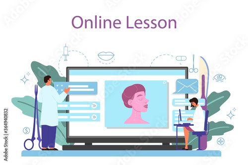 Plastic surgeon online service or platform. Idea of body and face
