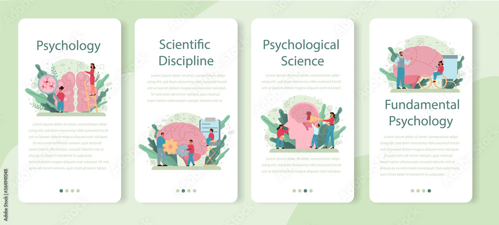 Psychology mobile application banner set. Mental and emotional
