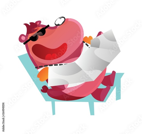 bear cartoon getting a tan