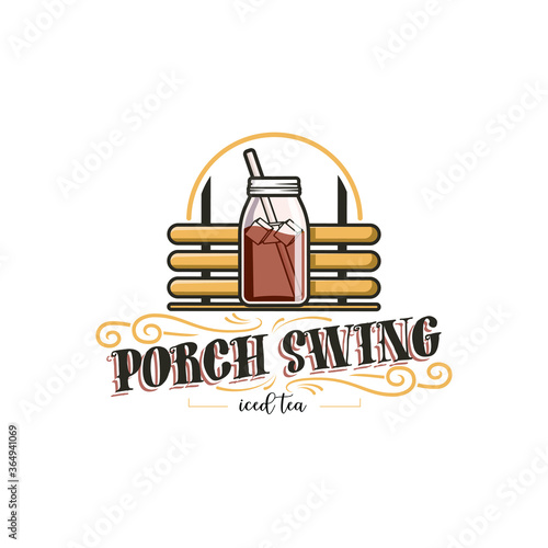 iced tea logo, porch swing logo vector