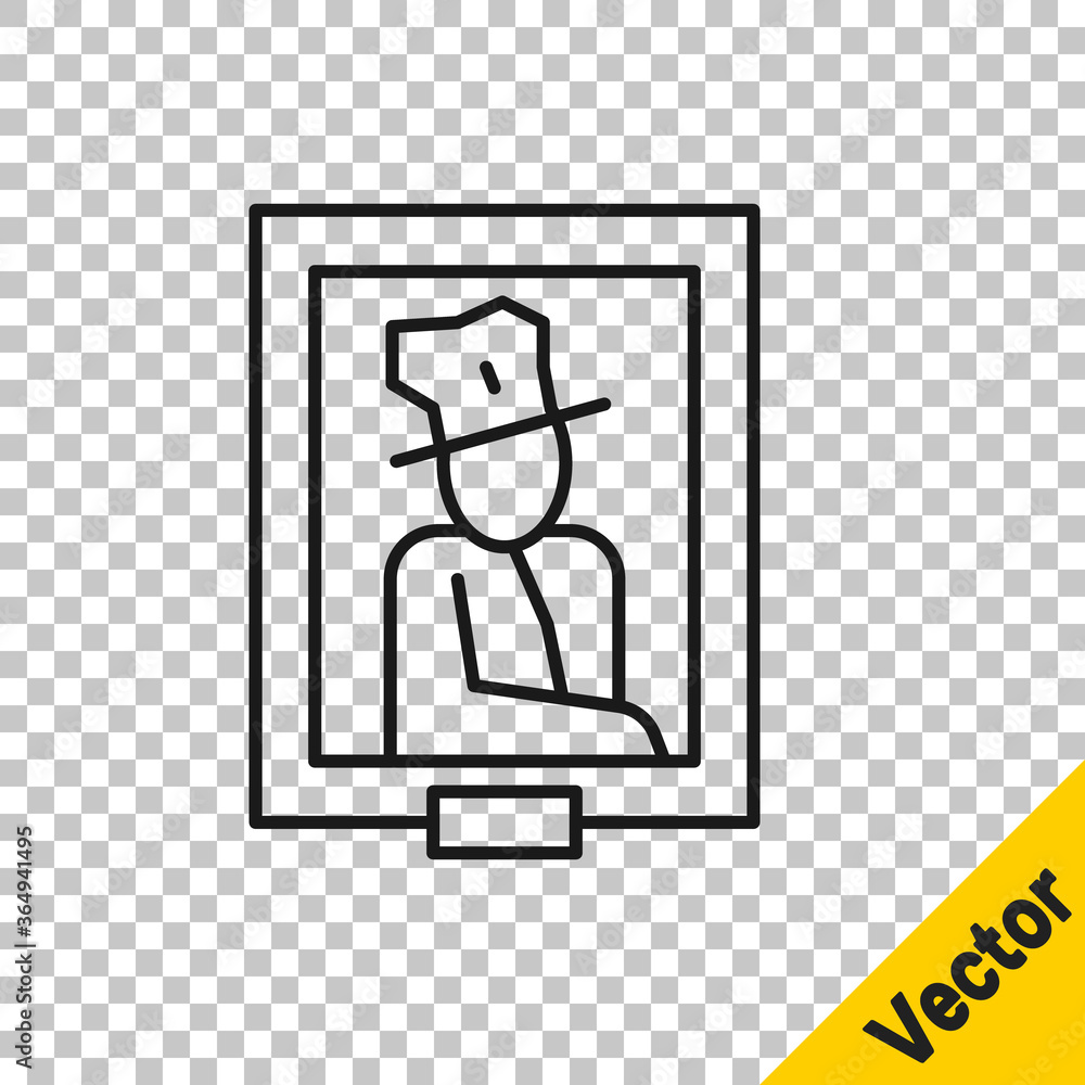Fototapeta premium Black line Portrait picture in museum icon isolated on transparent background. Vector.