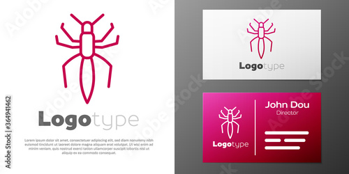 Logotype line Spider icon isolated on white background. Happy Halloween party. Logo design template element. Vector.