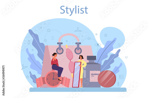 Fashion stylist concept. Modern, creative job, professional fashion