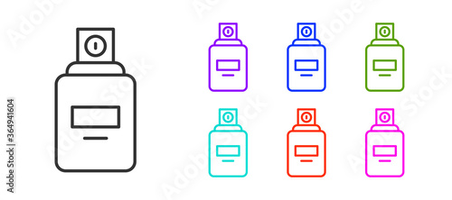 Black line Perfume icon isolated on white background. Set icons colorful. Vector.
