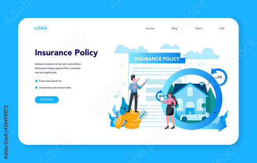 Insurance agent web banner or landing page. Idea of security