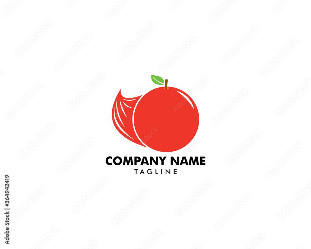Delivery fast orange fruit logo template