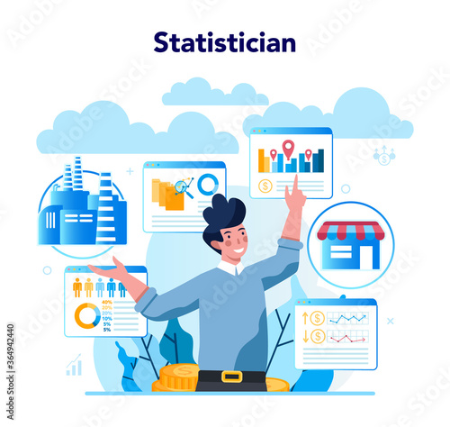 Statistician and statistic concept. Specialist working with data