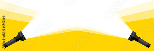 Banner two flashlight. Vector flat flashlight on yellow background. Vector illustration