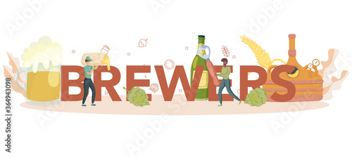 Brewery convept. Craft beer production, brewing process. draught beer