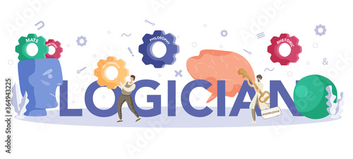 Logician typographic header concept. Scientist systematicly study