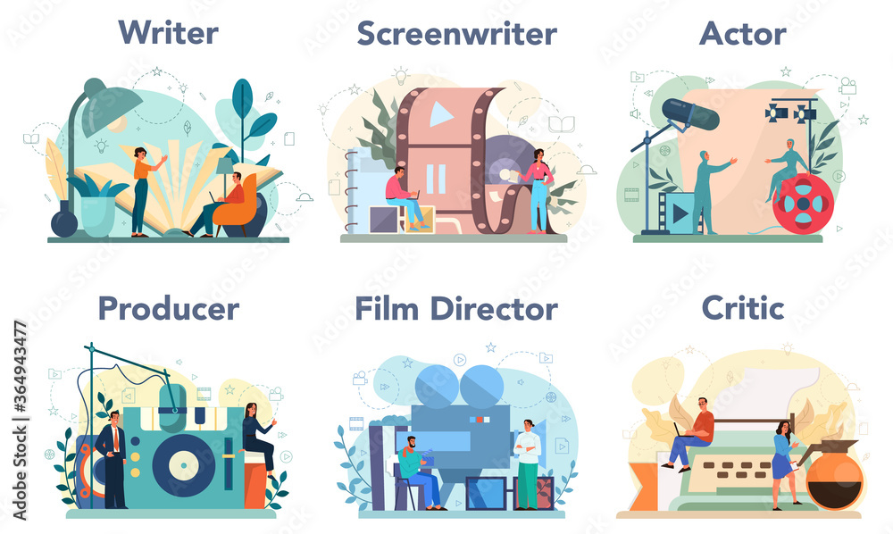 Film production profession set. Idea of creative people and profession.
