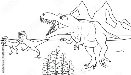 Wild T rex trying to eat velociraptor dinosaur fun education learning photo