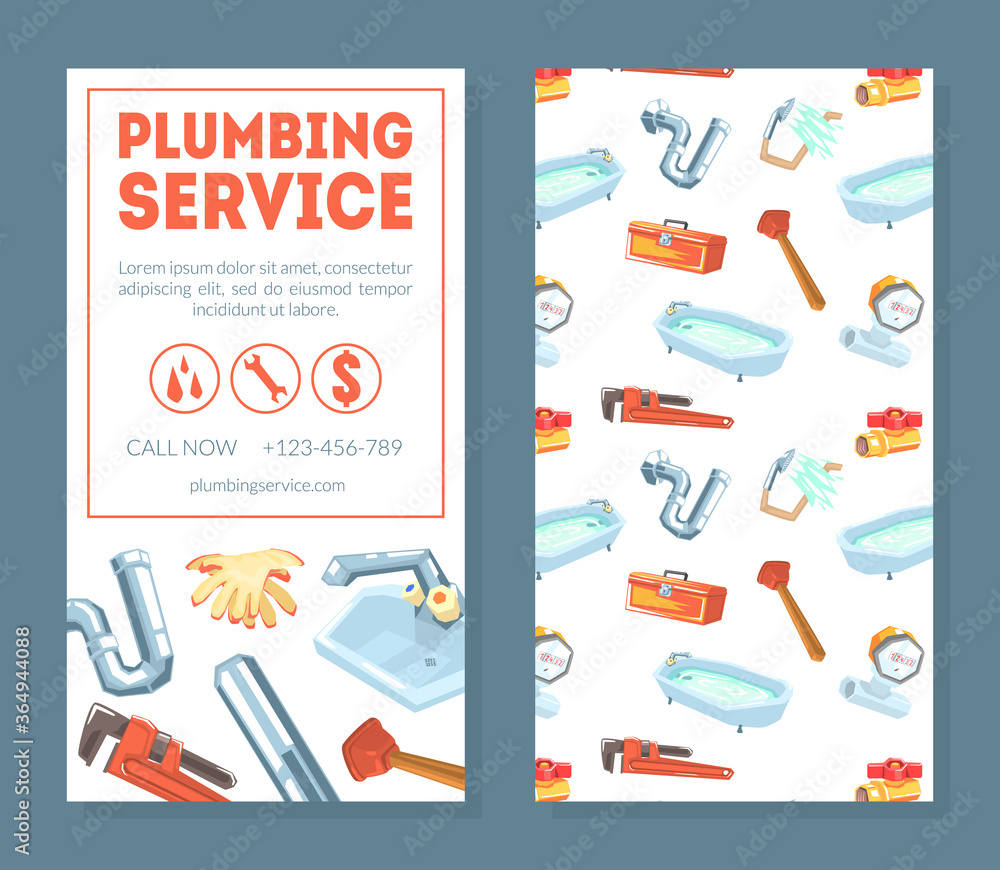 Plumbing Service Business Card Template, Professional Plumber or ...