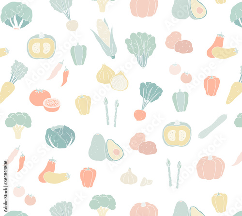 手書きの野菜のパターン／おしゃれ／背景素材／かわいい
