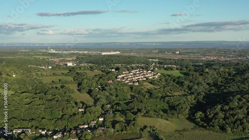 Aerial view of the Welsh town Caerleon in Wales, home of the Roman Amphitheatre