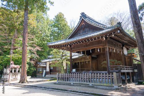 Himure Hachimangu shrine in Omihachiman, Shiga, Japan. The shrine was originally built in 131.