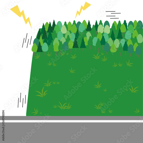 土砂崩れの前兆　地鳴りしてるイラスト