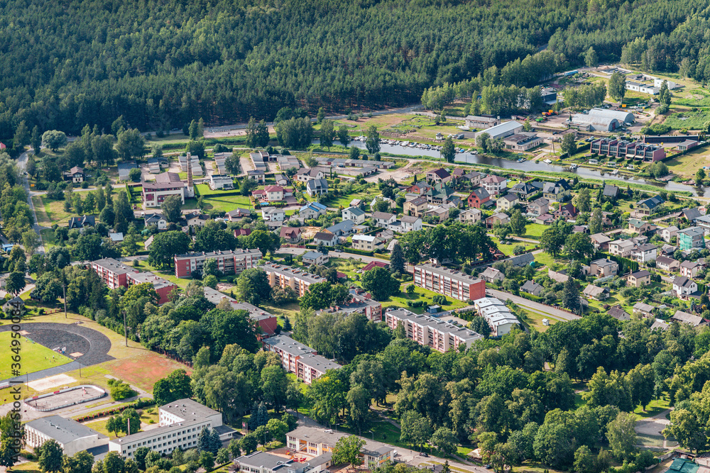 aerial view over the town Carnikava (Latvia)