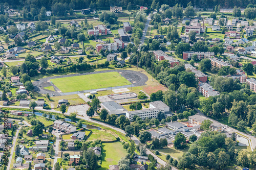 aerial view over the town Carnikava (Latvia)