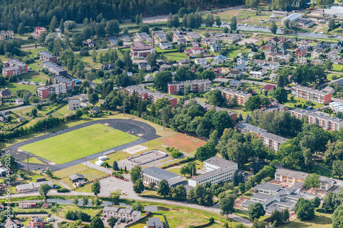 aerial view over the town Carnikava (Latvia)