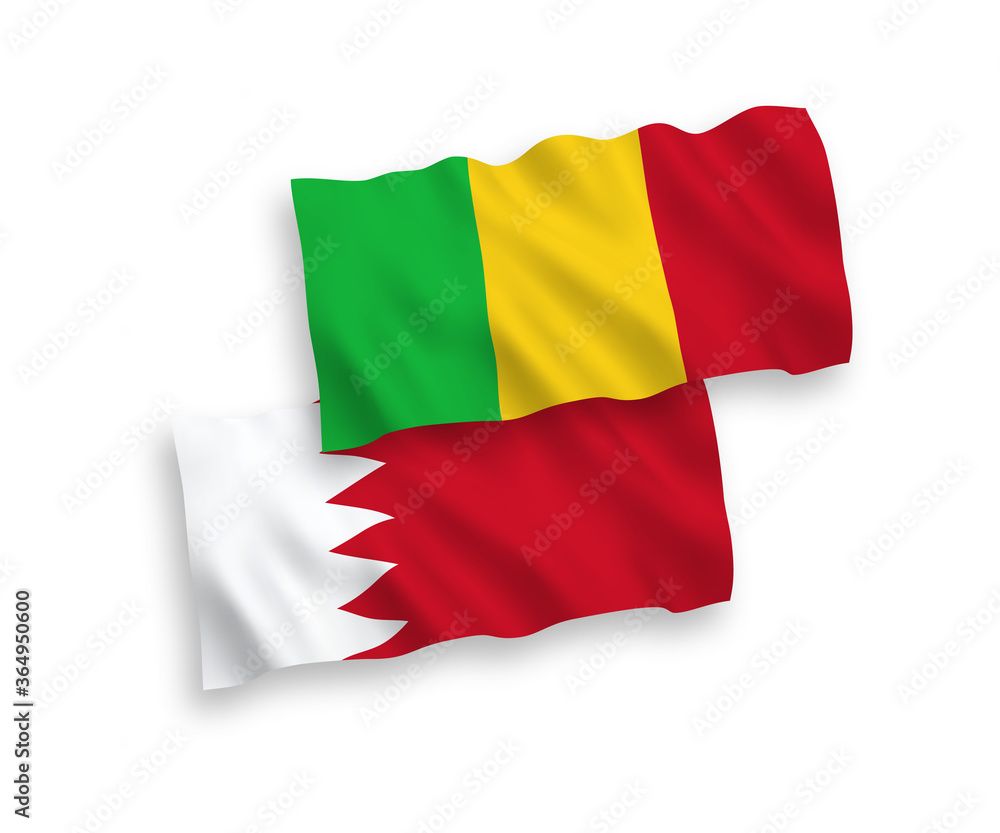Obraz premium Flags of Mali and Bahrain on a white background
