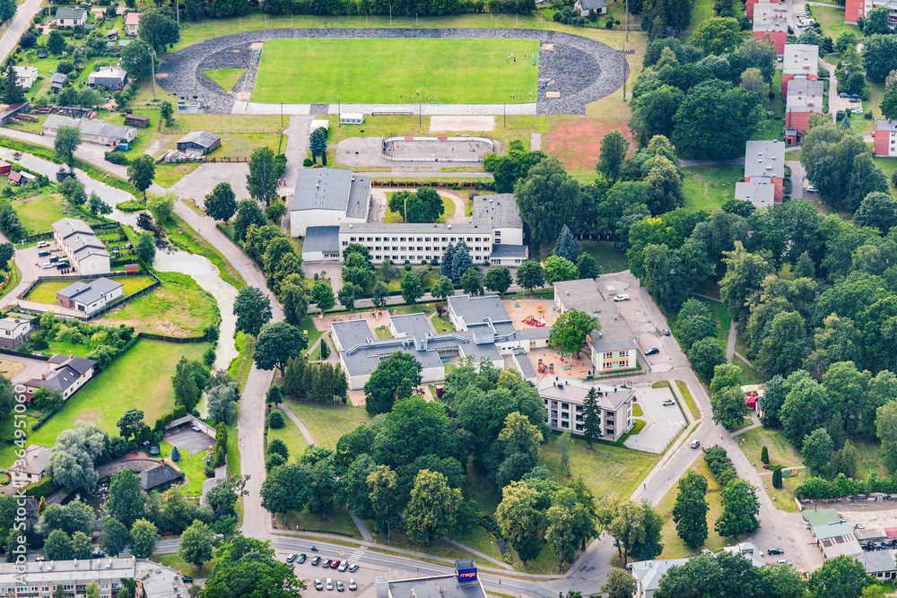 Fototapeta premium aerial view over the town Carnikava (Latvia)