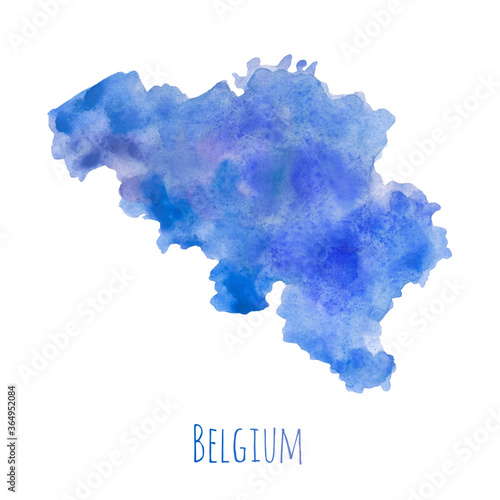 Fotografie Belgium watercolor map in front of a white background