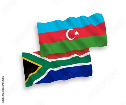 Flags of Azerbaijan and Republic of South Africa on a white background