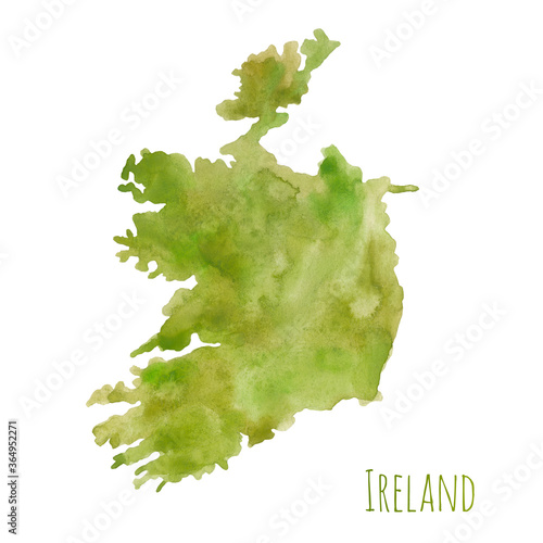 Obraz na plátně Ireland watercolor map in front of a white background