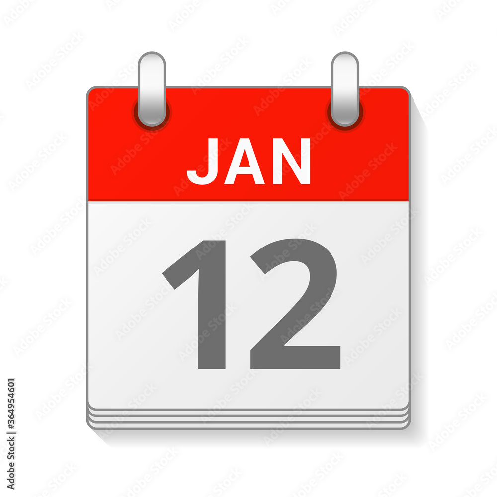 January 12 isolated vector calendar icon symbol January 12 isolated vector calendar icon symbol