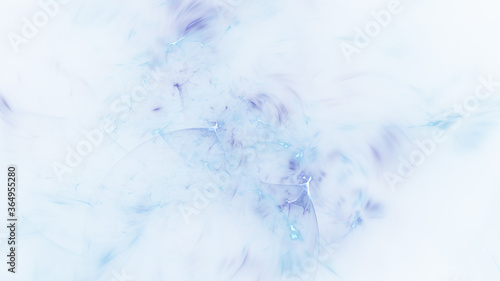Abstract colorful pale blue glowing shapes. Fantasy light background. Digital fractal art. 3d rendering.