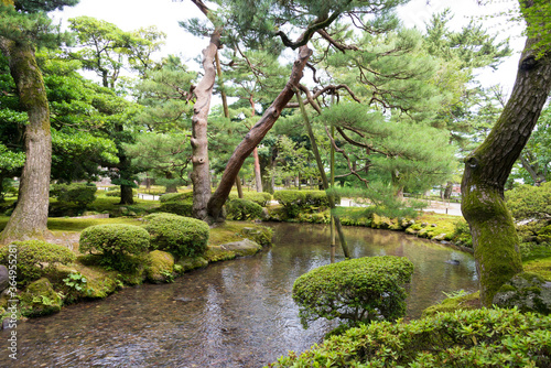 Kenrokuen Garden in Kanazawa, Ishikawa, Japan. Kenroku-en is one of the Three Great Gardens of Japan, a famous historic site.