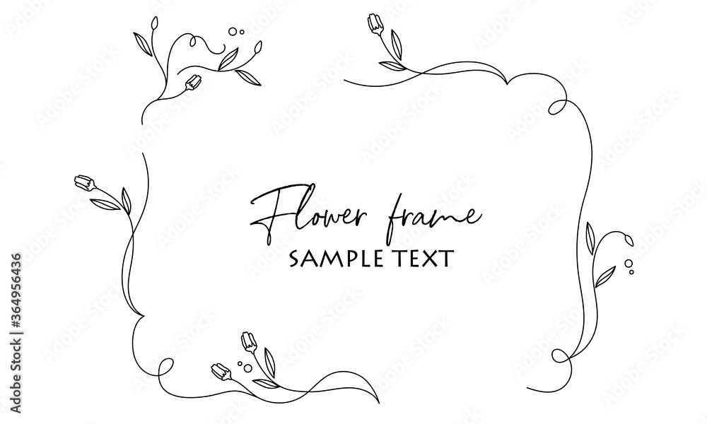 花の線画のベクターイラストフレーム枠素材 Stock Vector Adobe Stock