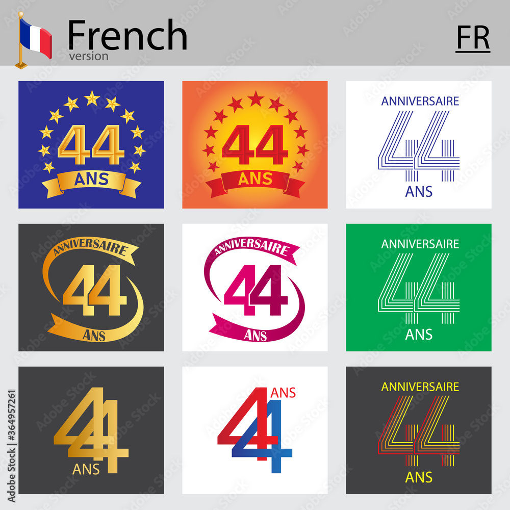 French set of number 44 templates