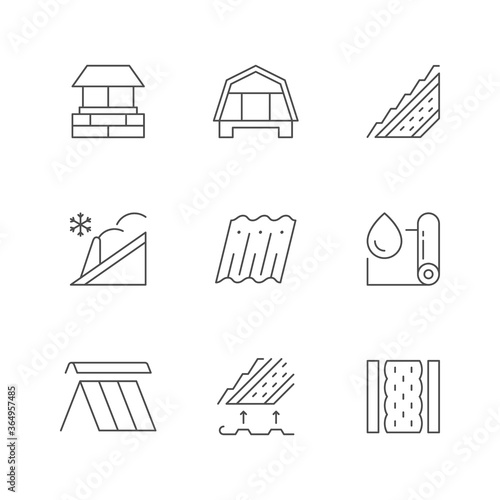 Set line outline icons of roof
