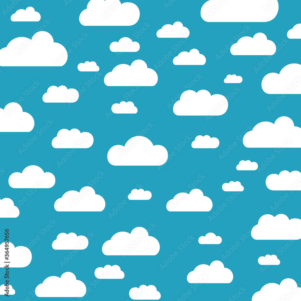 White cartoon clouds set isolated on blue background. Collection of different clouds for web site, background template, wallpaper and sky design. Creative modern concept. Clouds vector illustration White cartoon clouds set isolated on blue background. Collection of different clouds for web site, background template, wallpaper and sky design. Creative modern concept. Clouds vector illustration