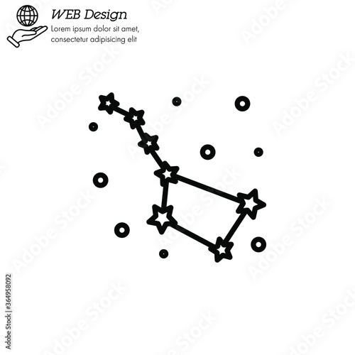 Constellation Ursa Major (Big Dipper, Great Bear) icon thin line, linear, outline vector. Constellation Ursa Major (Big Dipper, Great Bear) simple sign, logo. 