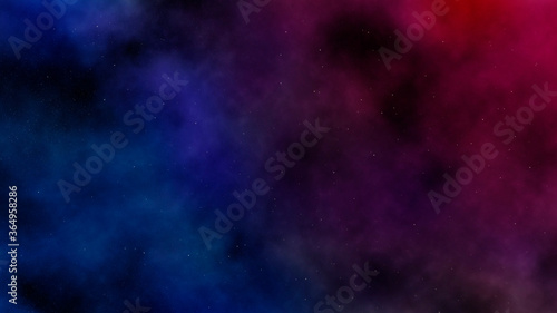 8K starfield with blue to red gradient nebula cloud. artist rendition of stars, background. photo