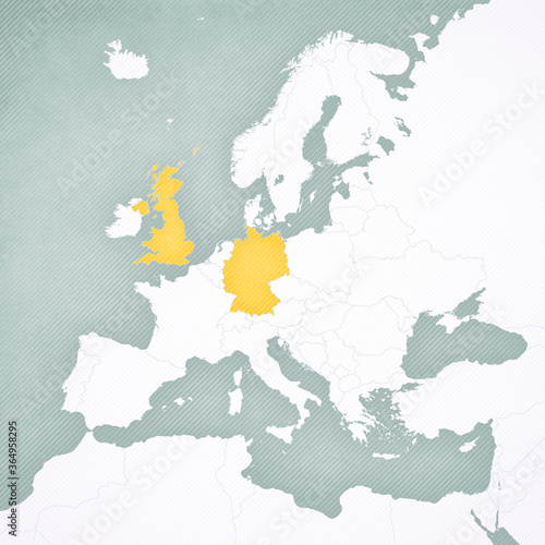 Map of Europe - United Kingdom and Germany