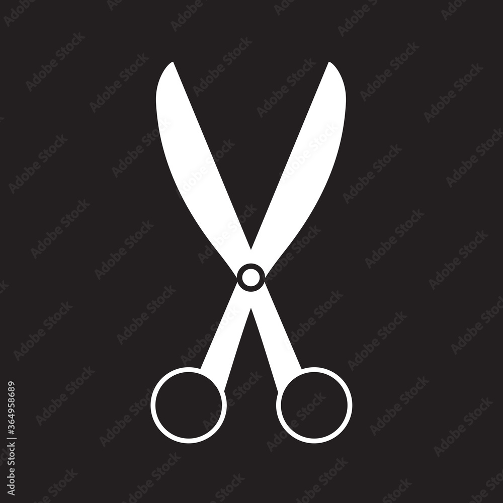 Scissors icon vector isolated on black background. Flat scissors icon for web site, app, label, logo and design template. Creative art concept, vector illustration Scissors icon vector isolated on black background. Flat scissors icon for web site, app, label, logo and design template. Creative art concept, vector illustration