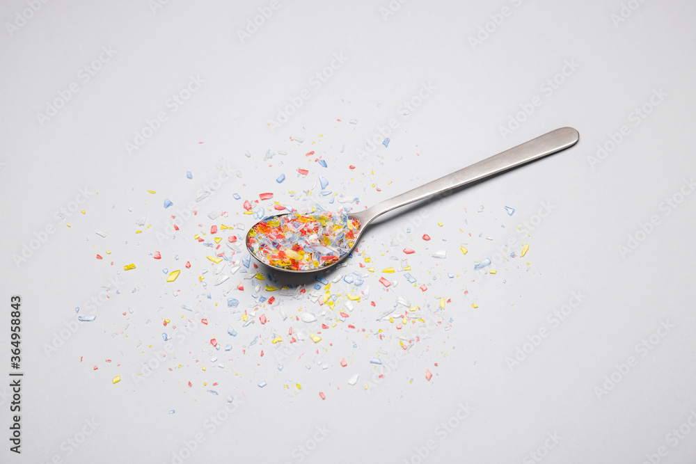 Spoon with microplastics