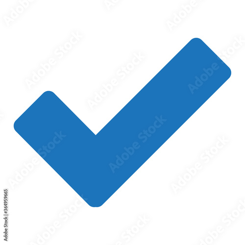 Check mark vector icon. Blue tick icon isolated on white background. Flat check mark sign for web site, app, label, logo and design template. Vector illustration