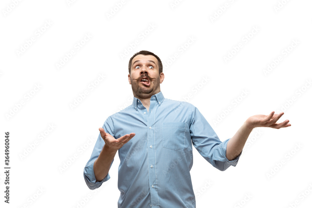 Whatever. Young caucasian man with funny, unusual popular emotions and gestures isolated on white studio background. Human emotions, facial expression, sales, ad concept. Trendy look inspired by memes Whatever. Young caucasian man with funny, unusual popular emotions and gestures isolated on white studio background. Human emotions, facial expression, sales, ad concept. Trendy look inspired by memes