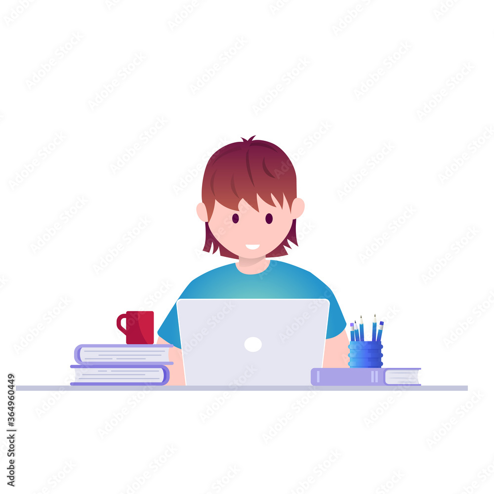 Online education, self learning concept vector illustration Online education, self learning concept vector illustration