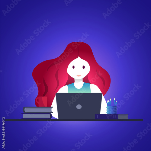 Online education, self learning concept vector illustration